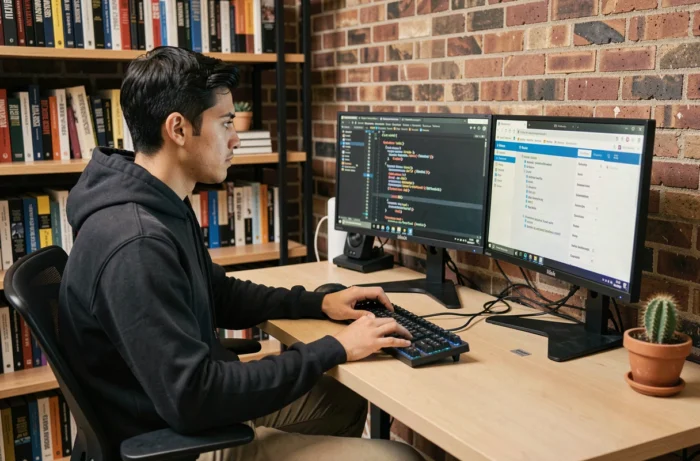 Développeur travaillant sur la structure XML d'un sitemap pour site financier
